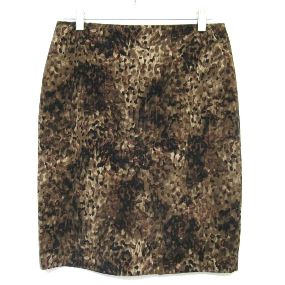 Elie Tahari Black Leopard Print Short Silk Pencil Skirt Size 4 EUC